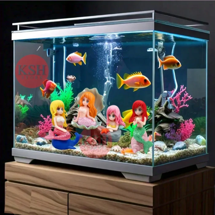 KSH STORE-Miniature Mermaid Cute Resin Toys for Aquarium Fish Tank Decoration and Desk, Terrarium, Cake and Indoor DIY Decorations 4 toys (4)