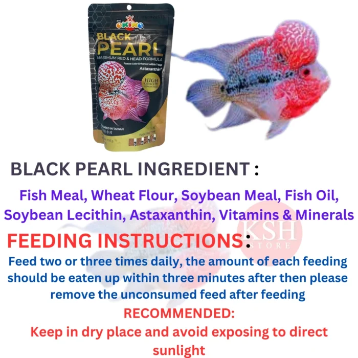 Flower Horn Fish Food Black Pearl Maximum RED& Head Formula+Red Diamond Colour Booster Formula (Black+RED)