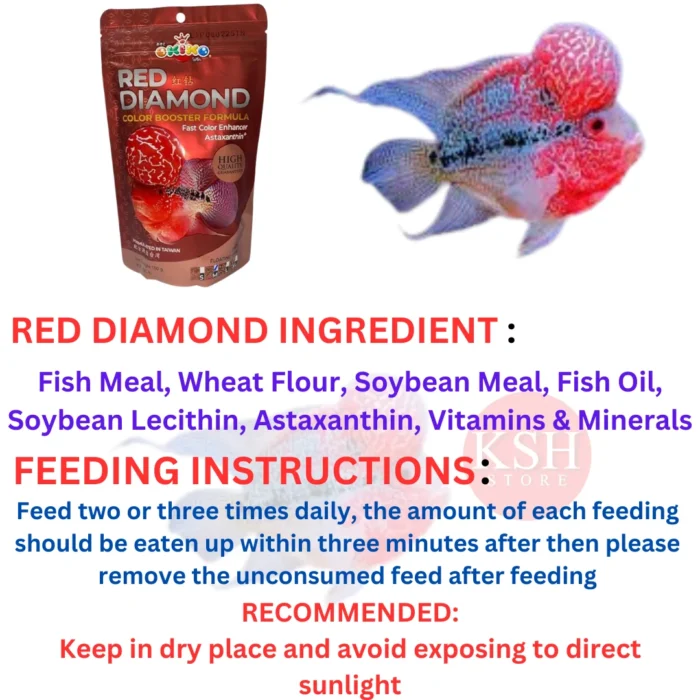 Flower Horn Fish Food Black Pearl Maximum RED& Head Formula+Red Diamond Colour Booster Formula (Black+RED)