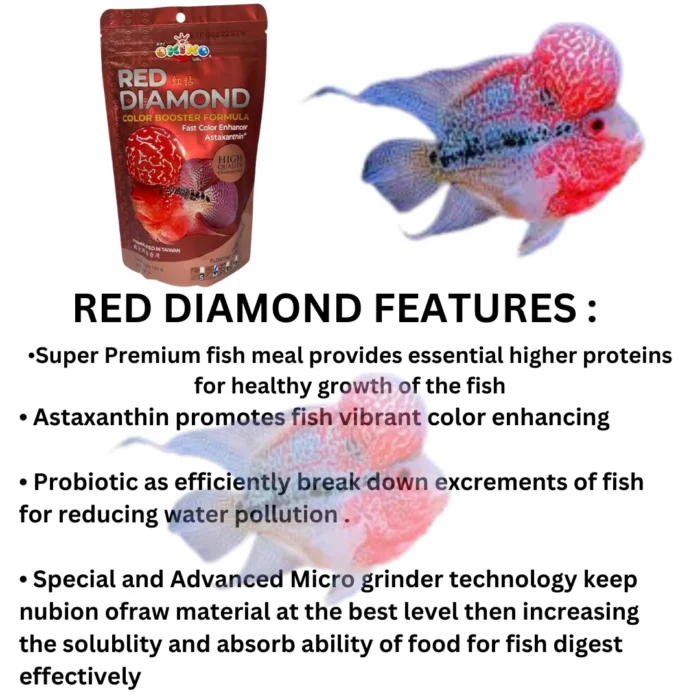 Flower Horn Fish Food Black Pearl Maximum RED& Head Formula+Red Diamond Colour Booster Formula (Black+RED)