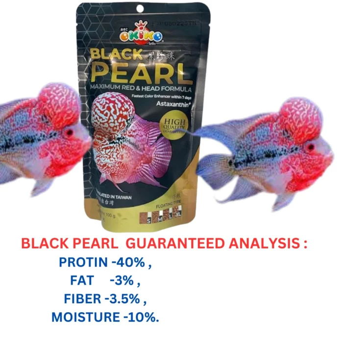 Flower Horn Fish Food Black Pearl Maximum RED& Head Formula+Red Diamond Colour Booster Formula (Black+RED)
