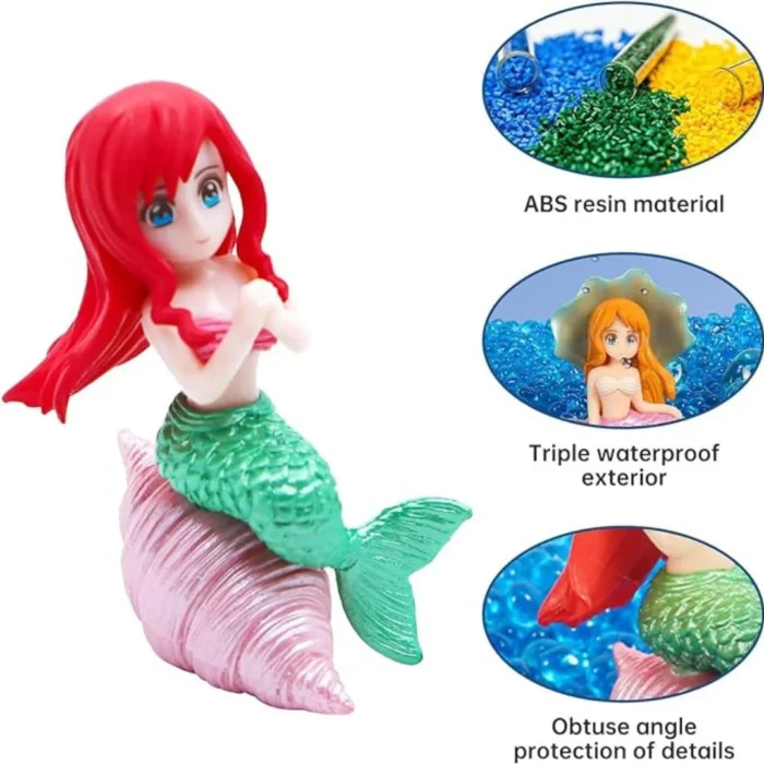 KSH STORE-Miniature Mermaid Cute Resin Toys for Aquarium Fish Tank Decoration and Desk, Terrarium, Cake and Indoor DIY Decorations 4 toys (4)