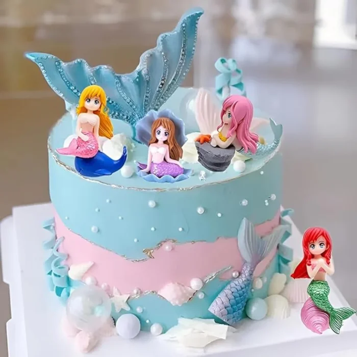 KSH STORE-Miniature Mermaid Cute Resin Toys for Aquarium Fish Tank Decoration and Desk, Terrarium, Cake and Indoor DIY Decorations 4 toys (4)