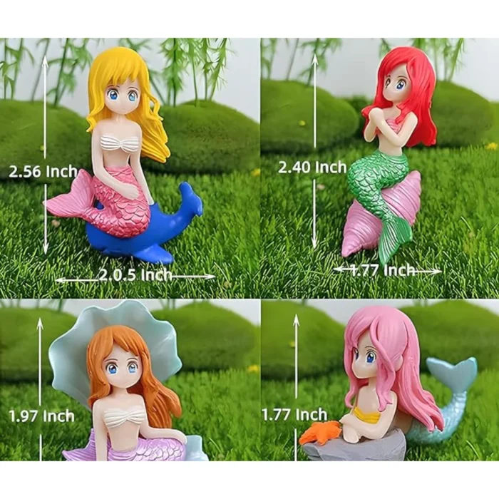 KSH STORE-Miniature Mermaid Cute Resin Toys for Aquarium Fish Tank Decoration and Desk, Terrarium, Cake and Indoor DIY Decorations 4 toys (4)