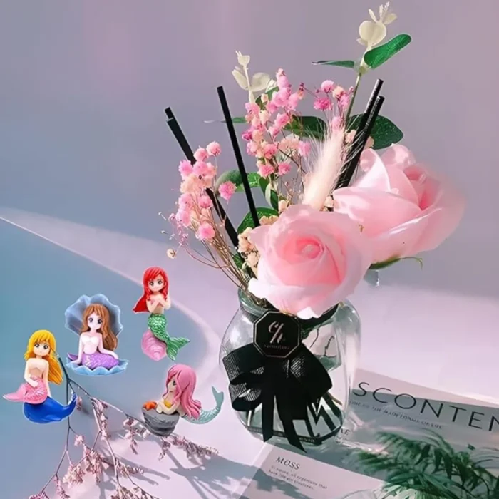 KSH STORE-Miniature Mermaid Cute Resin Toys for Aquarium Fish Tank Decoration and Desk, Terrarium, Cake and Indoor DIY Decorations 4 toys (4)