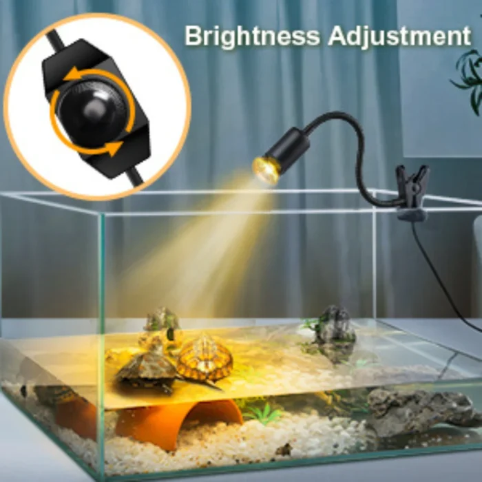 Reptile Heat Lamp – 75W UVAUVB Turtle Basking Light with Holder & Dimmer Black Colour