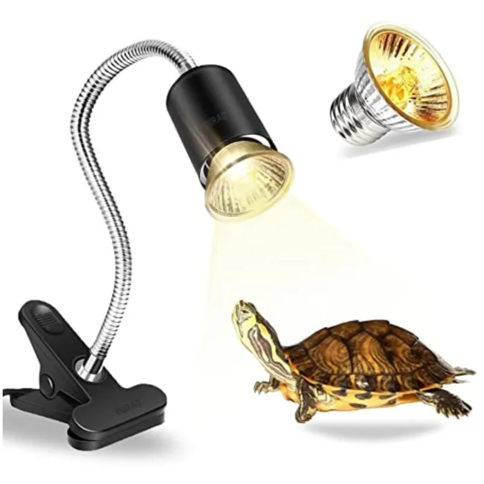 Reptile Heat Lamp – 75W UVAUVB Turtle Basking Light with Holder & Dimmer Black Colour