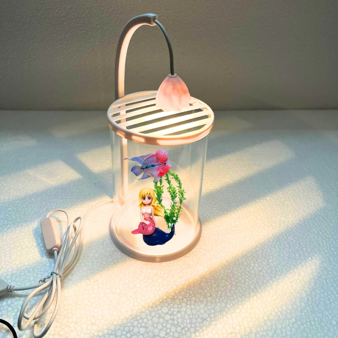 ROUNF GLASS TANK WITH LIGHT